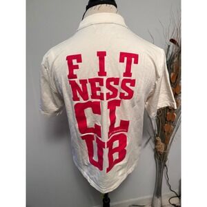 DEROCOCO Mens Cream Fitness Club Graphic Short Sleeve Polo Shirt XS